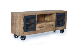 Giner y Colomer Mueble TV Industrial de Madera de Mango y Metal Natural 150 cm